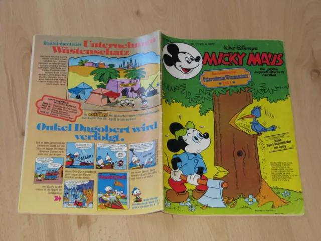 MICKY MAUS, Heft Nr. 17 / 1977, mit Sammelmarke, ohne Beilage, Zustand 3