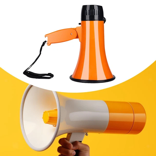 Mégaphone 111 DB Avec Sirène Et Réglage Volume – Portée Jusqu’à 300 M, Microphone Détachable, Alimentation Piles D