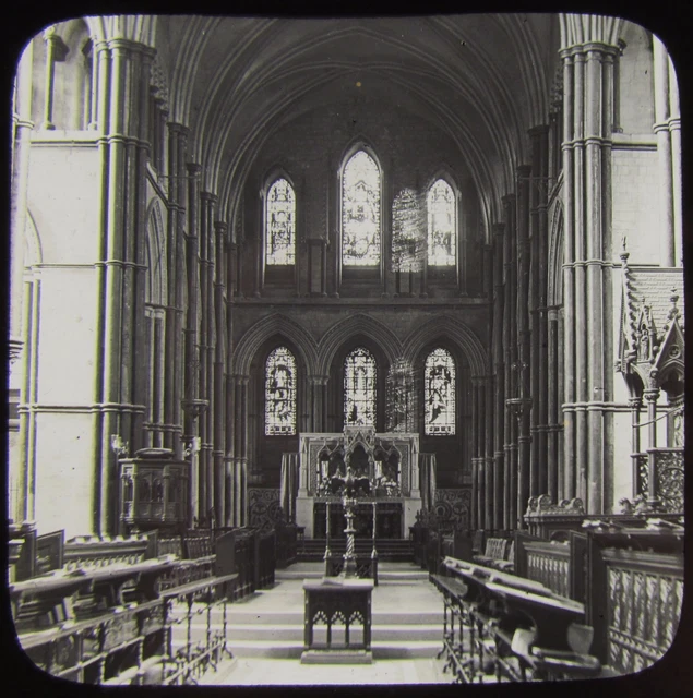 Glas magische Laterne Rutsche ROCHESTER CATHEDRAL NR. 5 CHOR OSTEN C1890 FOTO ENGLAND