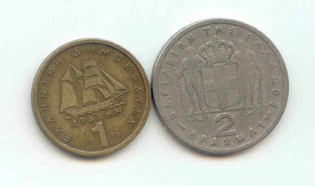Greece 1976 1954 - 2 Coins Mixed Lot Exact Set Shown Greek