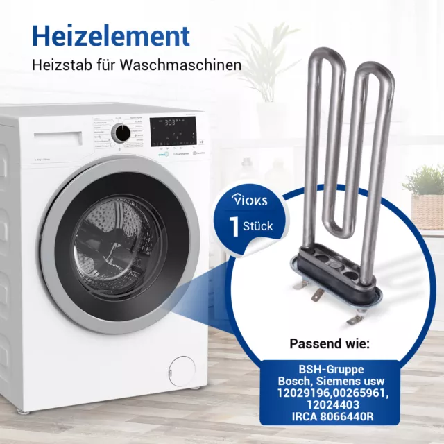 Heizelement passend wie Bosch 12024403 2050W Heizstab Heizung für Waschmaschine 2
