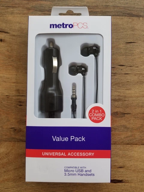 Universal Accessory CAR CHARGER + STEREO HEADSET for Micro USB & 3.5mm Handsets