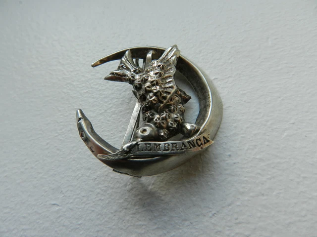 Ancienne broche en argent massif Art Nouveau Oiseau animé silver brooch enamel