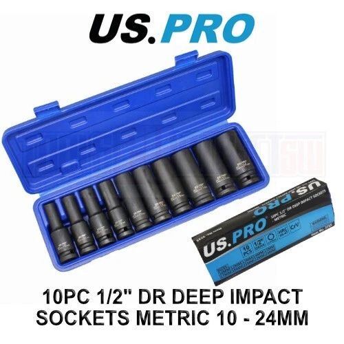 Deep Impact Sockets 1/2 inch  - 10 Piece US Pro