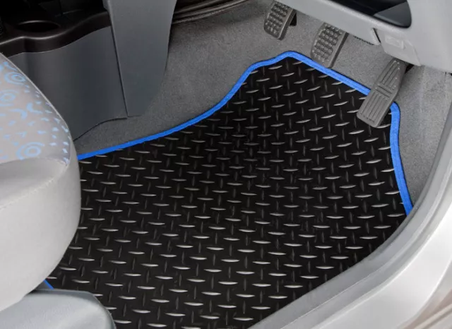 Car Mats for Renault Trafic 2001 to 2014 Tailored Black Rubber Blue Trim