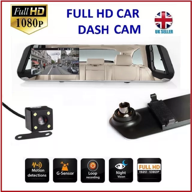 16GB FULL HD im Auto Rückspiegel CCTV Sicherheit Dual Kamera Recorder DASH CAM