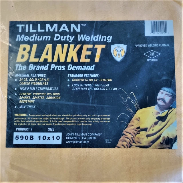 Tillman 10' x 10' Medium Duty Welding Blanket Acrylic Coated Fiberglass 590B~NEW