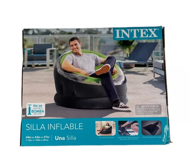 Intex Empire Inflatable Blow Up Lounge Dorm Camping Chair for Adults, Lime Green