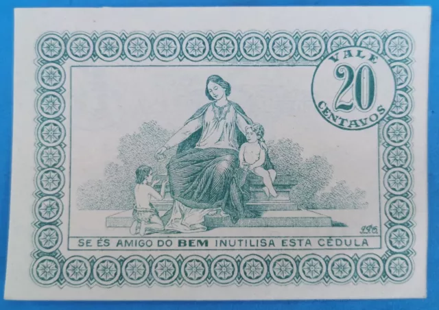 Portugal: Vale 20 Centavos, Hospital S. Jose, Arcos de Valdevez, banknote 1920.