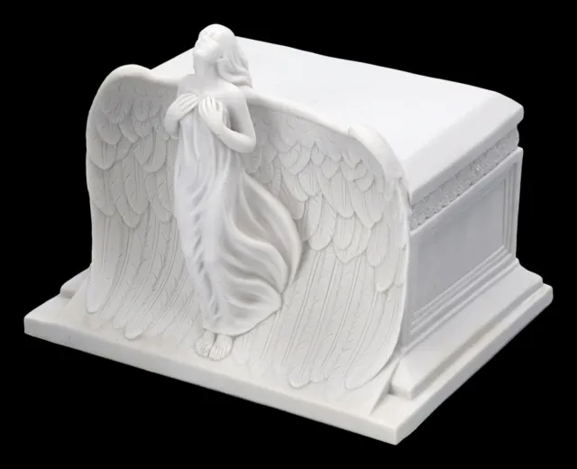 Tier Urne weiß - Engel steigt empor | Engelfigur Bestattung 3