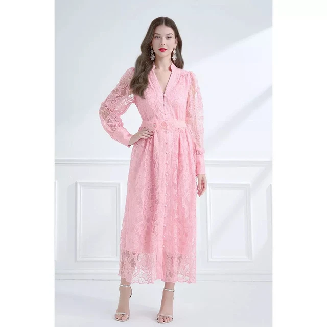Robe Midi Sans Manches Terry Lane – Rose – Taille L – En Cachemire – Neuf Avec étiquettes