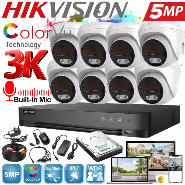 HIKVISION CCTV SECURITY SYSTEM 5MP AUDIO MIC CAMERA ColorVU Outdoor Night Vision