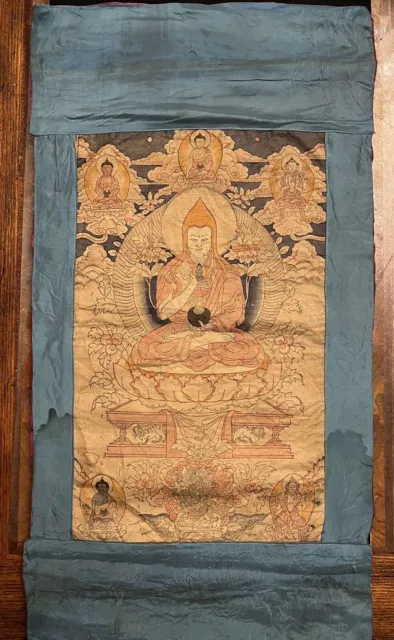 Antique Mongolian Tibetan Buddhist Woodblock Print On Cloth