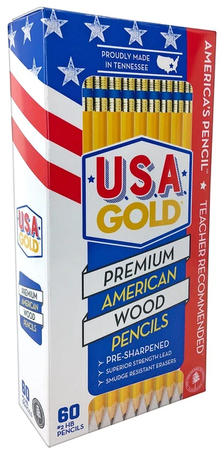 Cra-Z-Art U.S.A. Gold Pre-sharpened American Wood Cased #2 HB Yellow Pencils,...