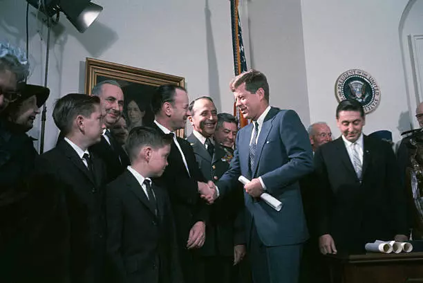 President Kennedy Meeting Test Pilots 1961 OLD AVIATION PHOTO