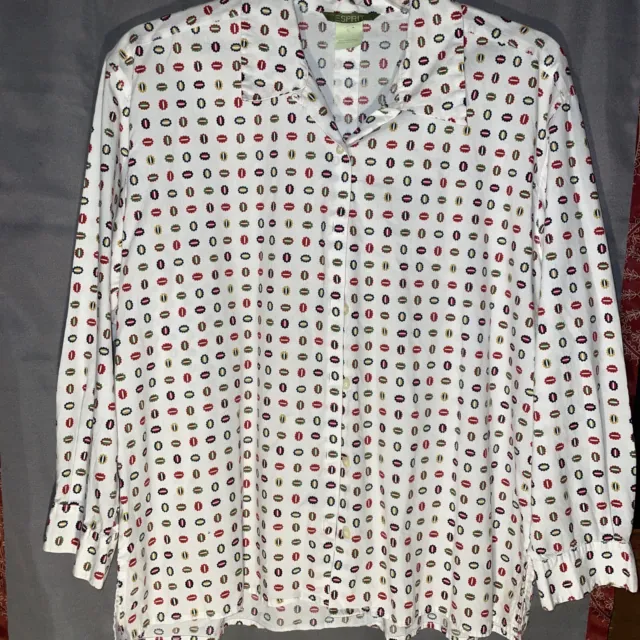 ESPRIT Vintage Women's Long Sleeve Button Down Multicolored Large