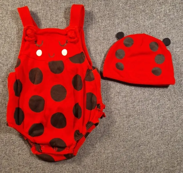 Ladybird Fancy Dress Outfit 3-6 Months Baby Girl Romper & Hat Halloween (F41)