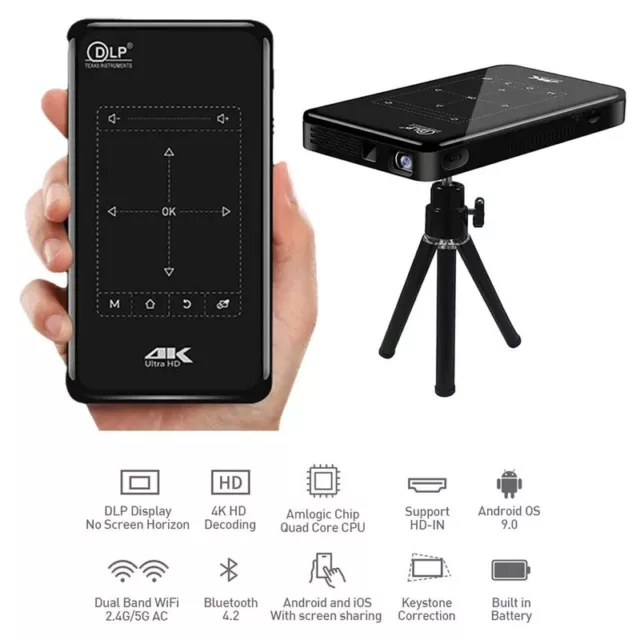 4K 3D HD DLP Mini Projektor Android 5G WiFi Bluetooth 1080P 1+8GB Heimkino HDMI