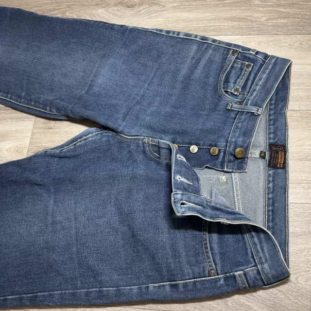 Lee Vintage retro design 90s blue  wash button fly flare leg Jeans 14 L women’s