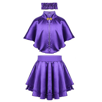 Kids Girls Halloween Costume Fancy Dress Party Cosplay Cape Top Skirt Outfit