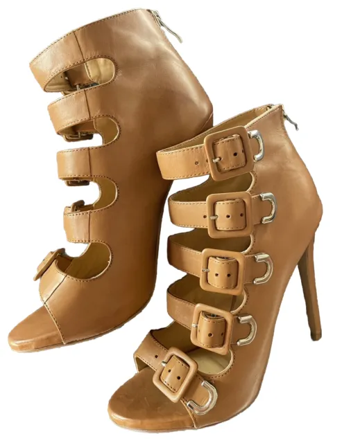 Tony Bianco Women’s Tan Strappy Enclosed Heel Shoe Size AU 8.5 Excellent Conditi