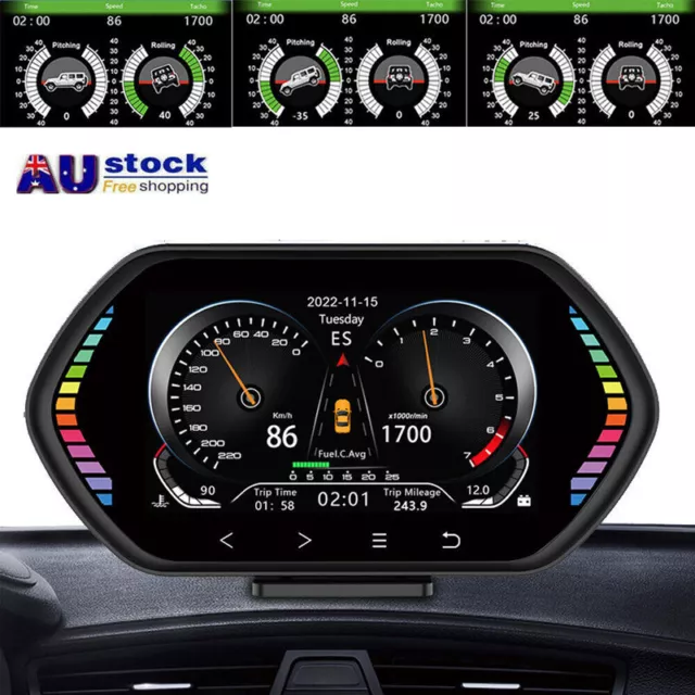 OBD2+GPS HUD Head Up Display Gauge Car Digital Speedometer Water Oil Temp Alarm