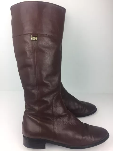 Cole Haan Walden Boots Women's 9.5 B Tall Brown Leather Riding Equestrian Zipper