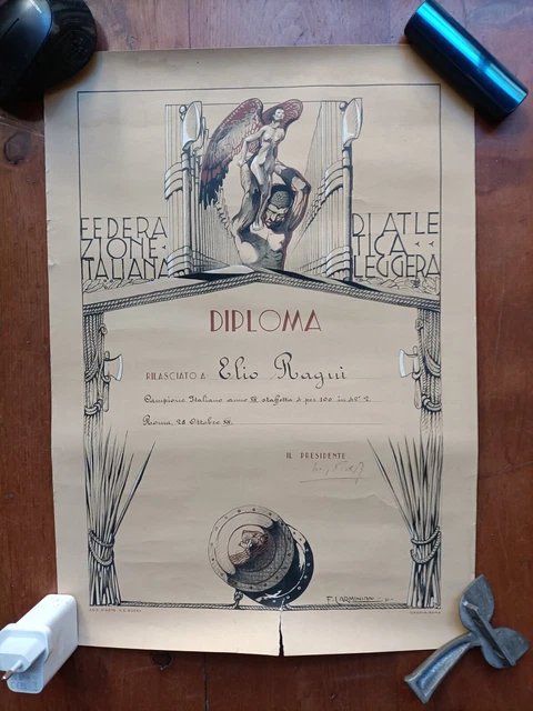 T) Diploma federazione Atletica Leggera Roma 1937
