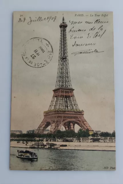 Carte Postale de La Tour Eiffel 1907 colorisée