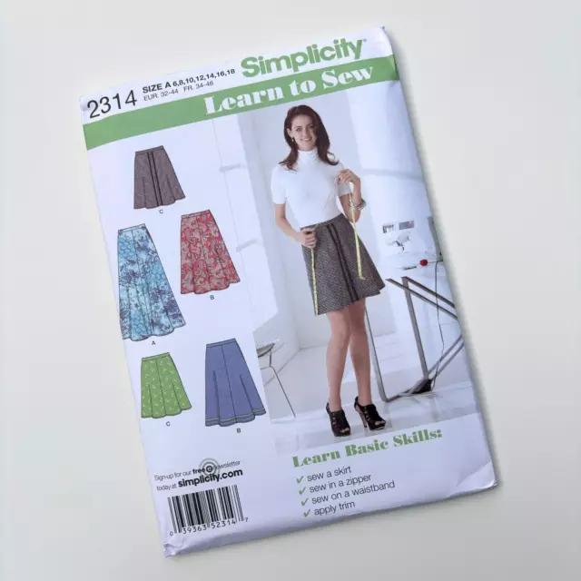 Simplicity 2314 Sewing Pattern EASY Skirts "Learn to Sew" 3 Lengths Sz 6-18 New