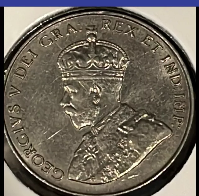World Coin:  Canada 1935 5 Cents, Gerorge V. Circulated, KM# 29.