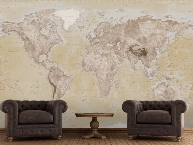 Wall mural wallpaper 315x232cm Political Map of the World home walls photo decor