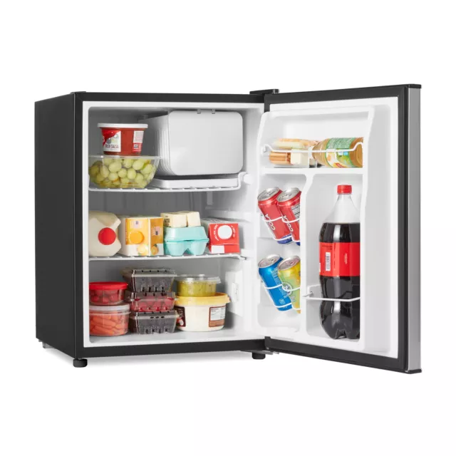 GALANZ 2.7 CU Ft One Door Mini Fridge, Stainless Steel Look, 2 wire