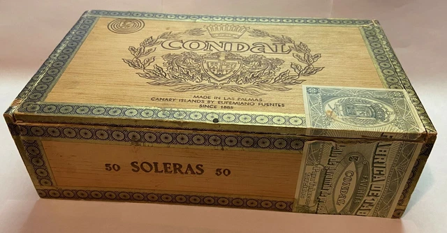 Vintage Condal Cigar Box las Palmas Canary Islands Wooden Empty with Stamp