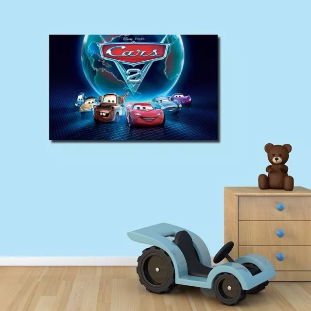 Disney Pixar Cars Stretched Canvas Prints Framed Wall Art Lightning McQueen Mate