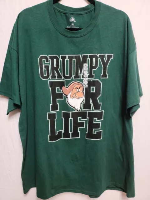 Disney Parks Men's 3XL Green Grumpy For Life Short Sleeve T-Shirt Crew New