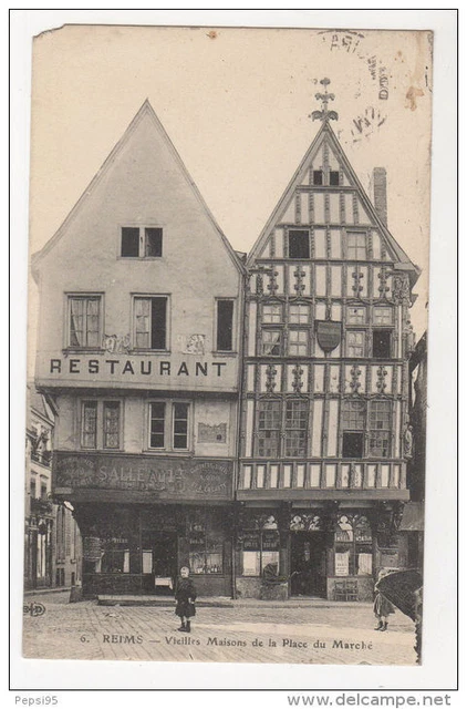51 REIMS vieilles maisons de la Place du Marche / restaurant / editeur ED No  6