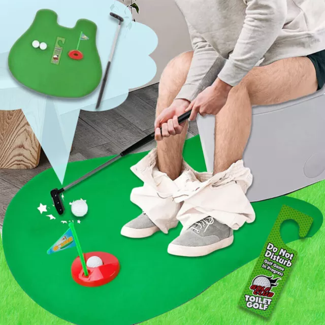 Toilet Bathroom Mini Golf Mat Potty Sitting Putter Putting Game Novelty Gift Toy
