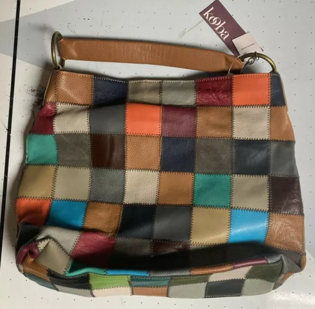 NEW Kooba Leather Patchwork Slouchy Hobo Handbag ($198 Retail)