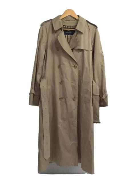 BURBERRY Trench Coat Beige Long Nova check Cotton Men Size Free Used NO Liner