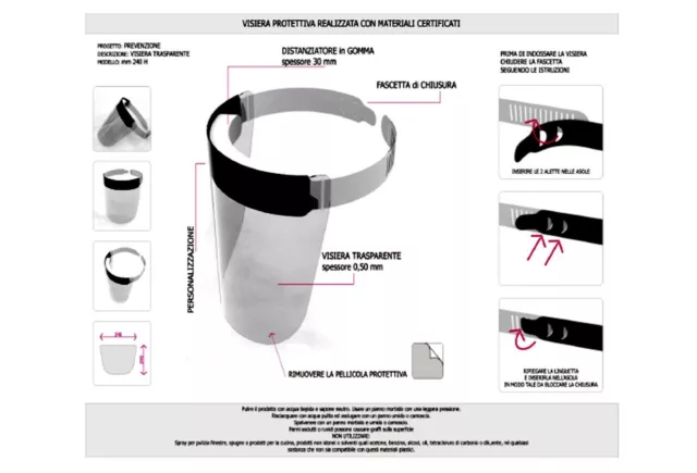 Visiera Protettiva Trasparente Integrale Viso Certificata