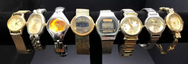 Estate Lot 8 Vintage Womens Watches - Timex, Capezio, Claire's, Accord, Mudd