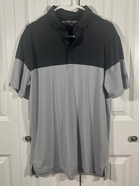 Matte Grey Shirt Mens Medium Gray and Black Short Sleeve Pique Golf Polo