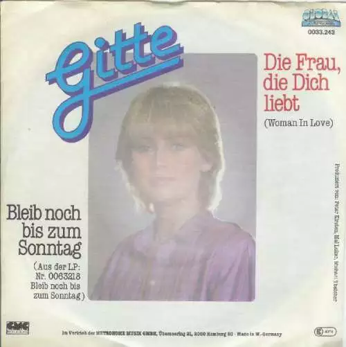 Gitte* - Die Frau, Die Dich Liebt Woman In L 7" Single Vinyl Scha