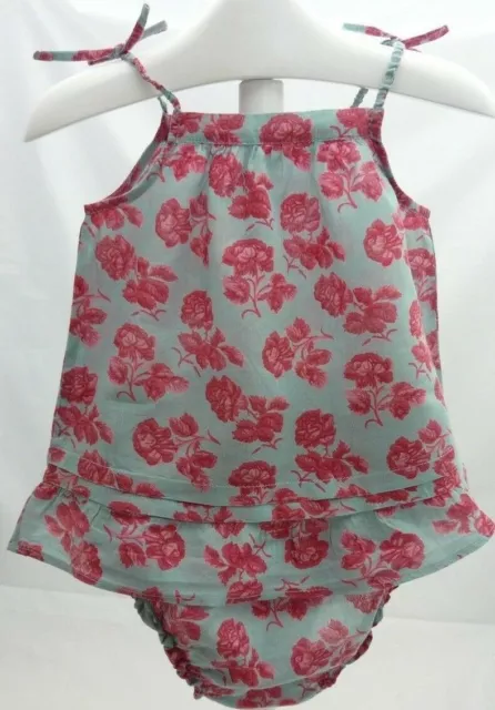 Nice Thing bébé ensemble fille gris avec roses rose robe et culotte 6 mois