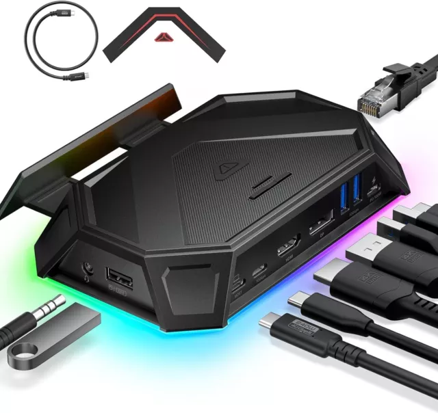 JSAUX RGB Docking Station Für Steam Deck (OLED)/ROG Ally/Lenovo Legion Go, 12-In