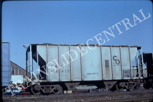 Original train slide C&O Chesapeake & Ohio hopper 604437, 1981