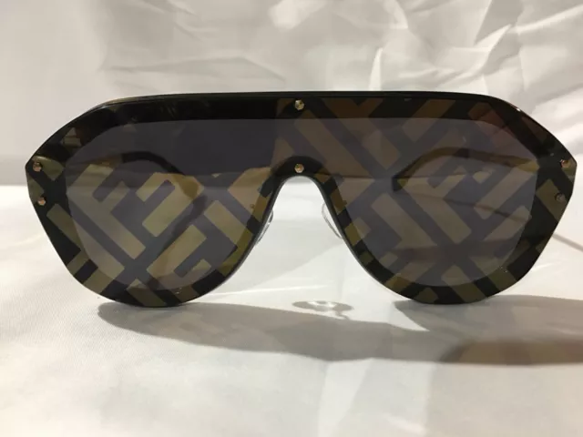 Authentic New Fendi Zucca FDM Ffm0039 Unisex Sunglasses Gold FF