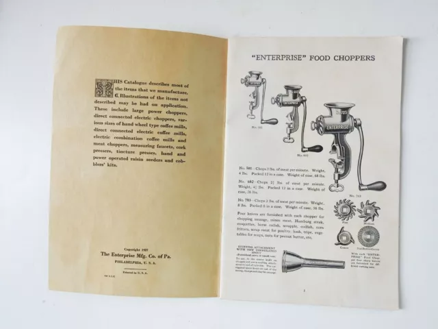 Vintage 1927 Original Enterprise Cast Iron Grinders Choppers Mills Catalog 3