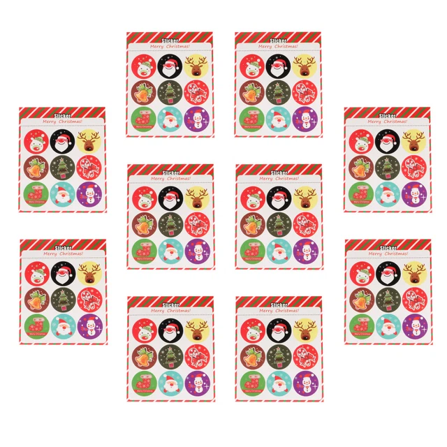 10 Blätter Frohe Weihnachten Aufkleber für Karten Weihnachten Thema Aufkleber